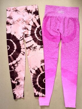 PINK Victoria’s Secret XS Seamless Leggings Bundle Tie Dye + Pink Contour Active
